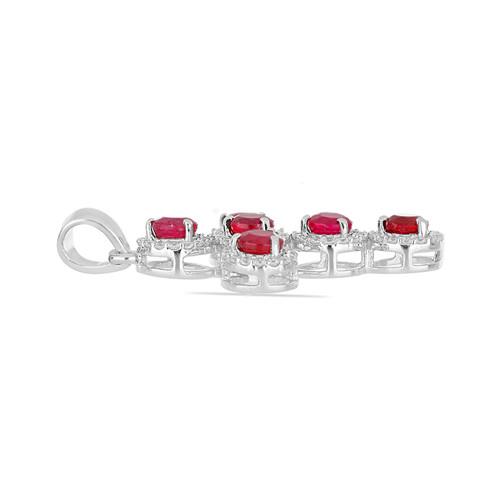 NATURAL GLASS FILLED RUBY GEMSTONE CROSS PENDANT IN 925 SILVER